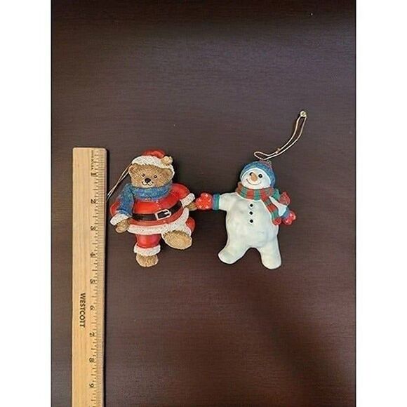 Vintage Snowman and Santa Bear Christmas Ornaments - Picture 2 of 11